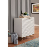Honeycomb Textured White Bar Cabinet