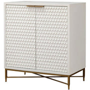 Honeycomb Textured White Bar Cabinet