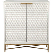 Honeycomb Textured White Bar Cabinet