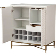 Honeycomb Textured White Bar Cabinet