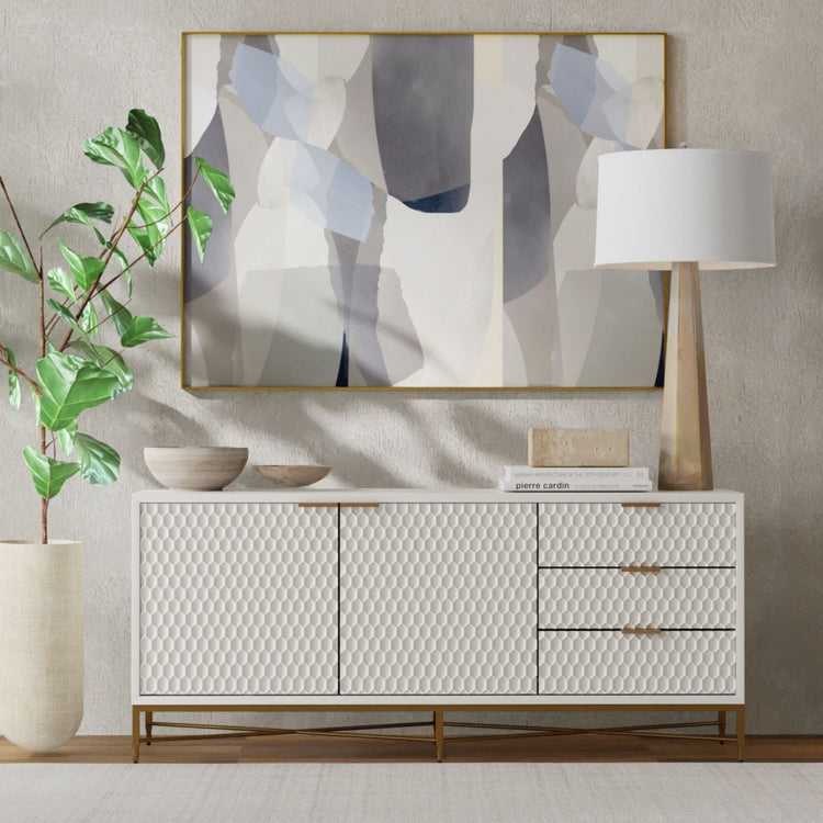 Honeycomb Textured Wood TV Console