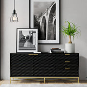 Honeycomb Textured Wood TV Console