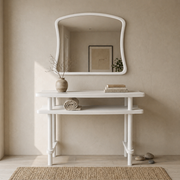 Solid Wood Console Table and Mirror Set