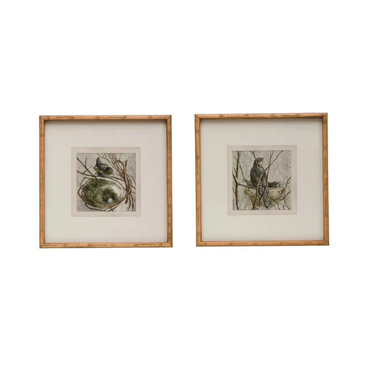 Wood Framed Wall Decor with Bird, Set of 2 — Bring a quiet sense of nature into your home with this Wood Framed Wall Décor