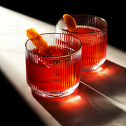 Ribbed Crystal Gold-Rim Tumbler Set