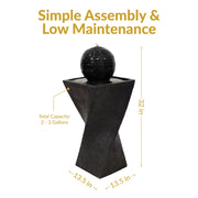 Twisted Pedestal Solar Ball Fountain