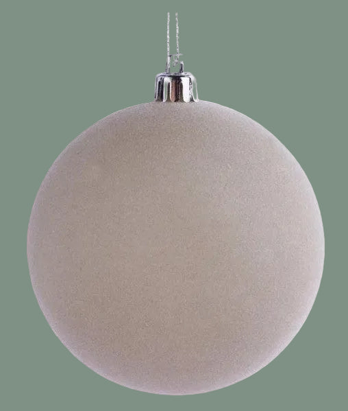 Taupe Smooth Flocked Ball Ornament, 4 in
