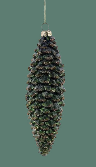 Green & Gold Glass Pinecone Ornament