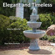 Lion Head Three-Tier Outdoor Fountain