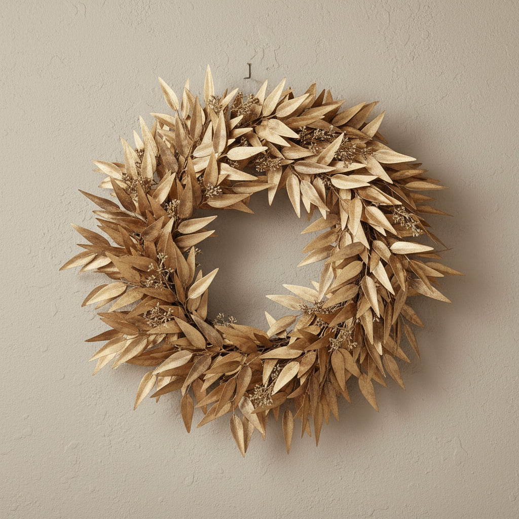 Gold Metallic Leaf Wreath, 24 in