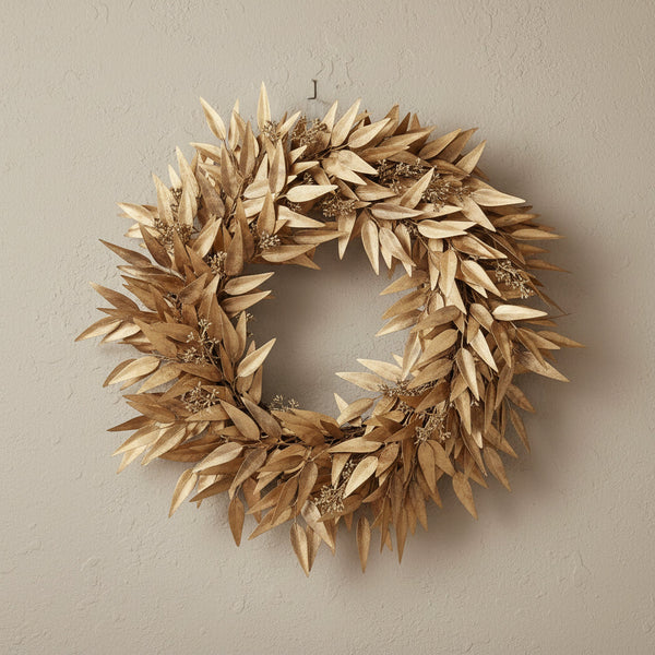 Gold Metallic Leaf Wreath, 24 in