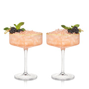 Ribbed Crystal Gold-Rim Coupe Set