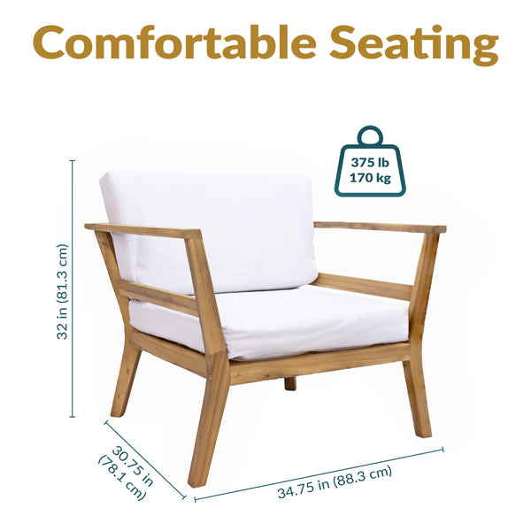 Acacia Wood Outdoor Club Armchair