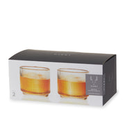 Ribbed Crystal Gold-Rim Tumbler Set