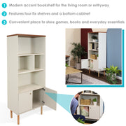 Mid-Century Cabinet Bookshelf with Storage