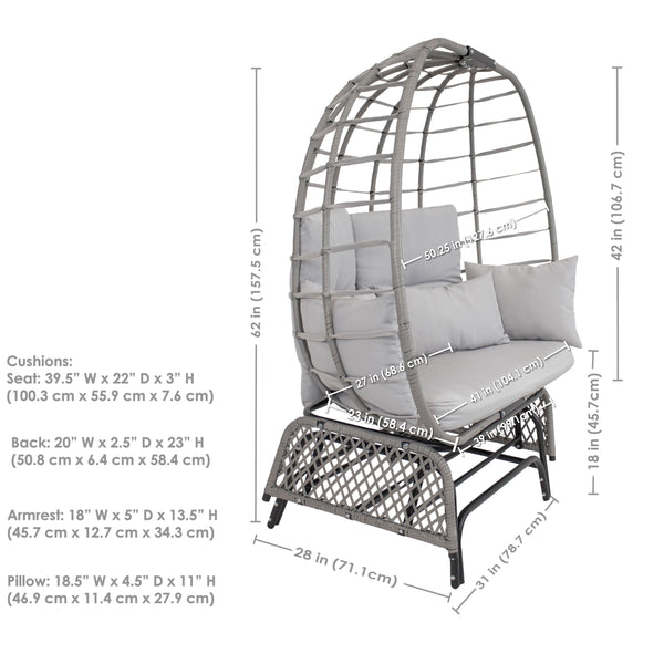 Polyrattan Double Egg Glider Chair