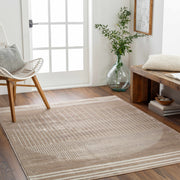Geometric Mocha Polypropylene Area Rug