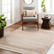 Geometric Mocha Polypropylene Area Rug