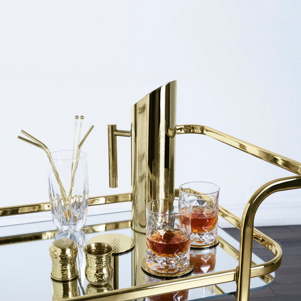 Gold-Finish Mirrored Two-Tier Bar Cart
