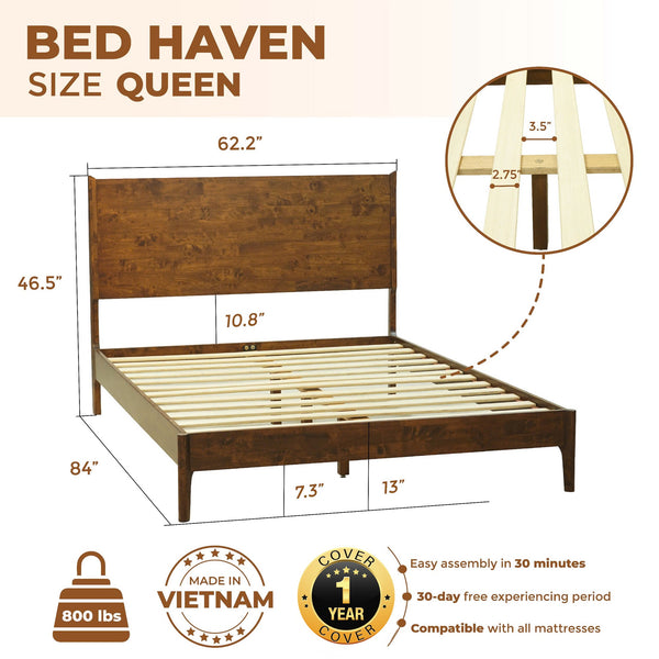 Mid-Century Wood Bed Frame