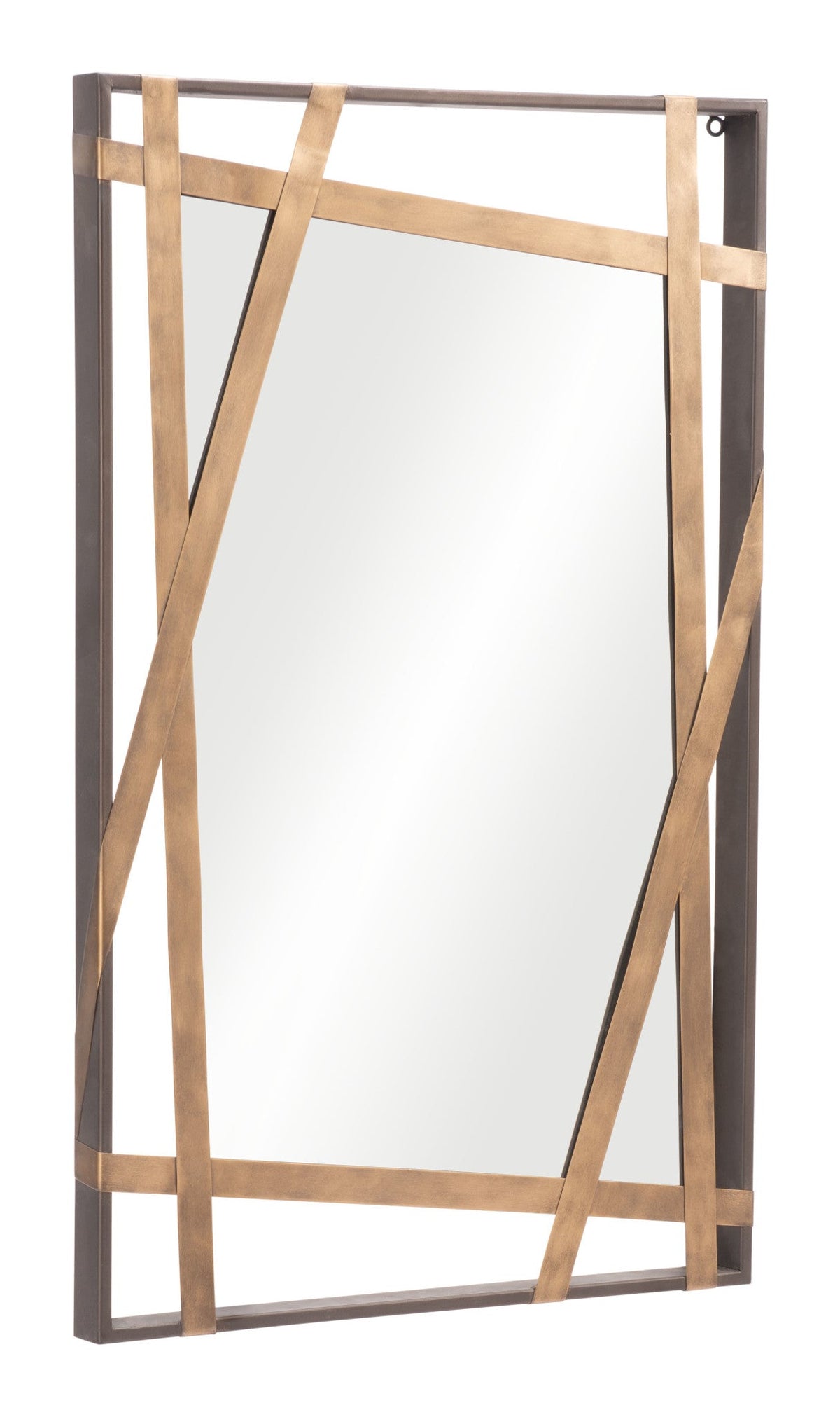 Antique Gold & Black Geometric Steel Mirror