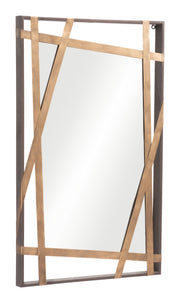 Antique Gold & Black Geometric Steel Mirror