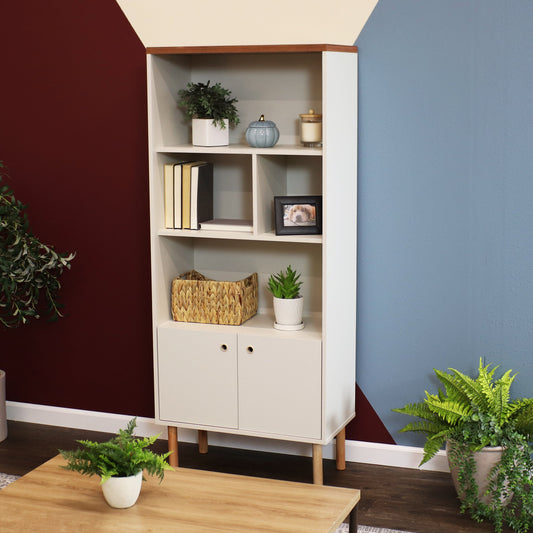 Mid-Century Cabinet Bookshelf with Storage