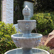 Lion Head Three-Tier Outdoor Fountain
