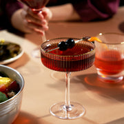 Ribbed Crystal Gold-Rim Coupe Set