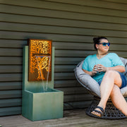 Patina Steel Oak Outdoor Fountain